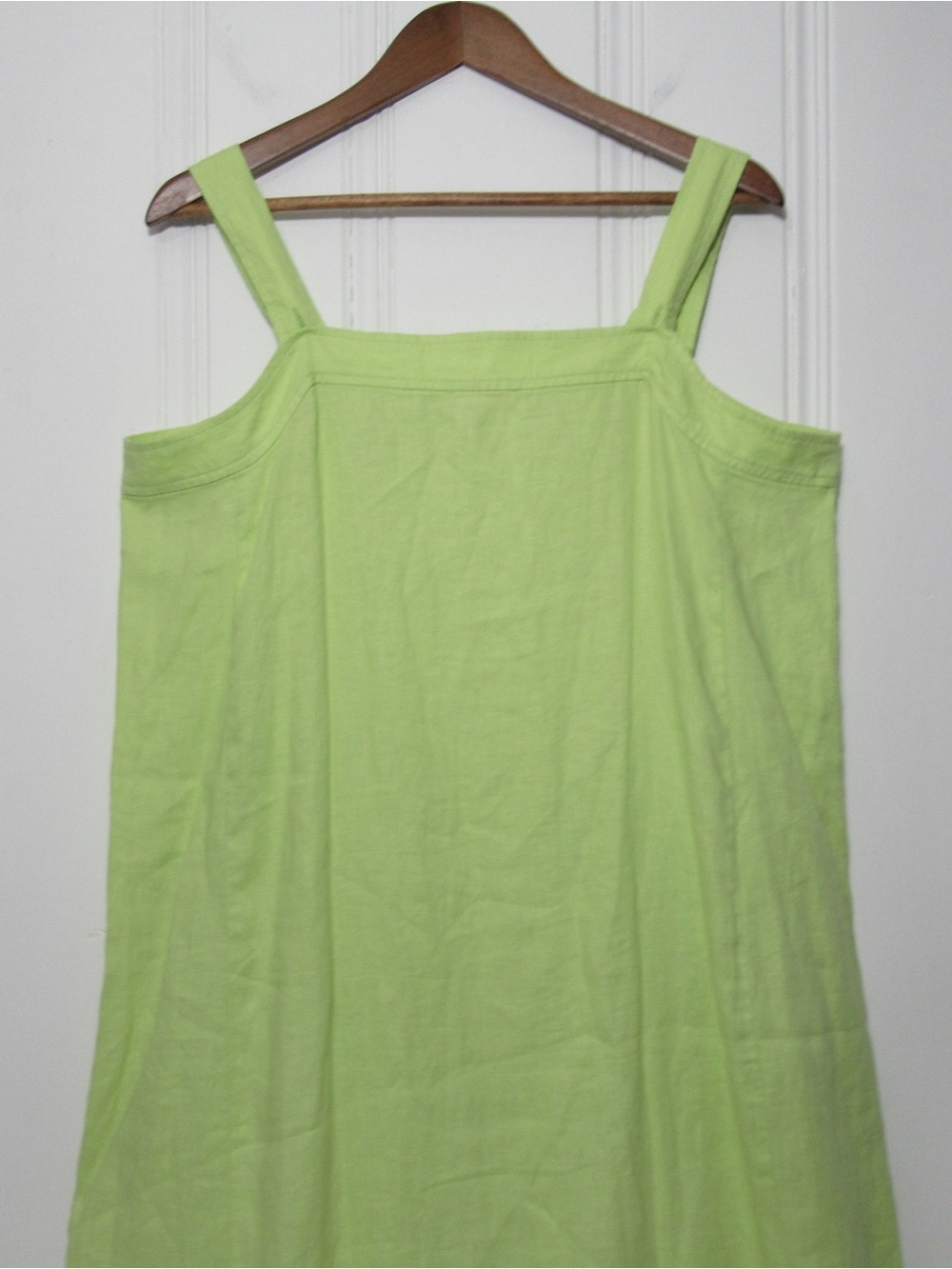 EILEEN FISHER Organic-Linen Square-Neck Dress Honeydew Size Large - Picture 5 of 17